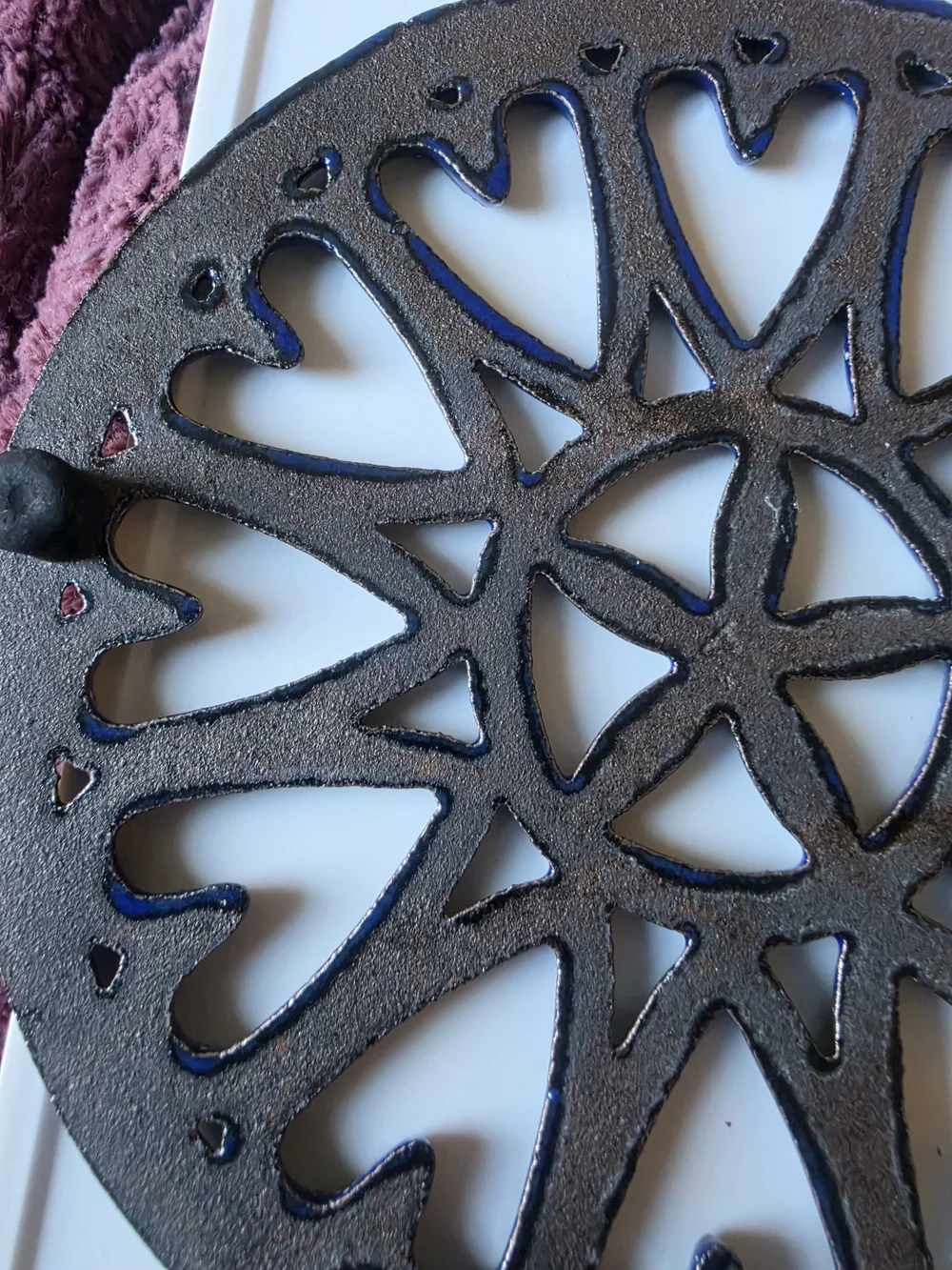 Blue and White Cast Iron Trivet